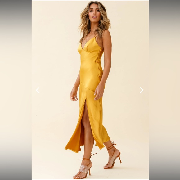 Selfie Leslie Downtown Cami Strap Front Split Midi Dress - Picture 1 of 5